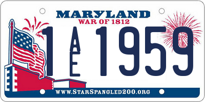 MD license plate 1AE1959