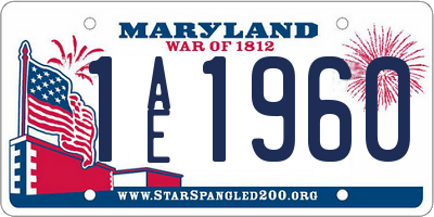 MD license plate 1AE1960