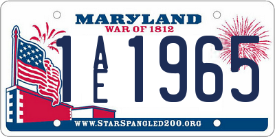 MD license plate 1AE1965