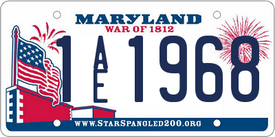 MD license plate 1AE1968