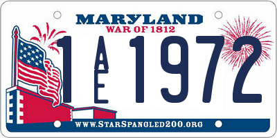 MD license plate 1AE1972
