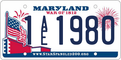 MD license plate 1AE1980