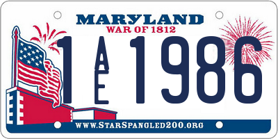 MD license plate 1AE1986