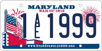 MD license plate 1AE1999