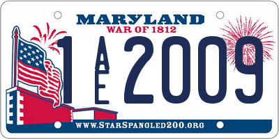 MD license plate 1AE2009