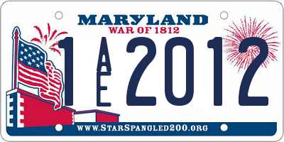 MD license plate 1AE2012