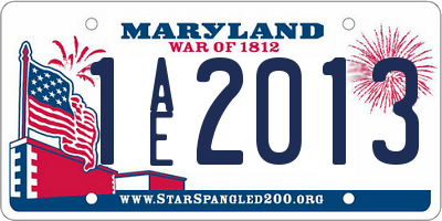 MD license plate 1AE2013