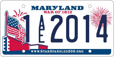 MD license plate 1AE2014
