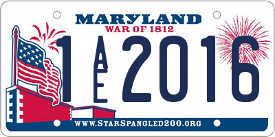 MD license plate 1AE2016
