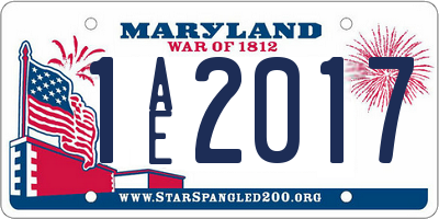 MD license plate 1AE2017