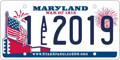 MD license plate 1AE2019