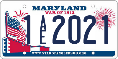 MD license plate 1AE2021