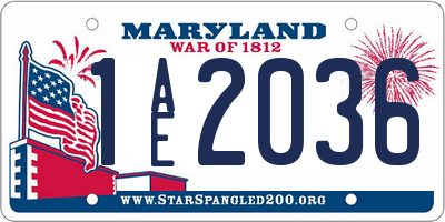 MD license plate 1AE2036