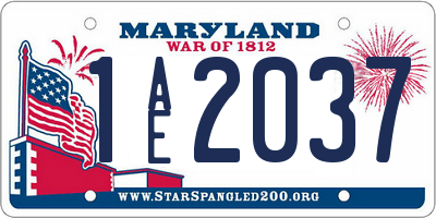MD license plate 1AE2037
