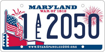 MD license plate 1AE2050