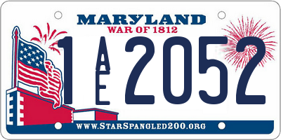 MD license plate 1AE2052
