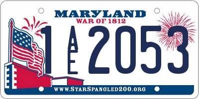 MD license plate 1AE2053