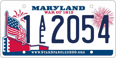MD license plate 1AE2054
