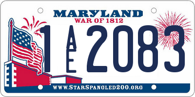 MD license plate 1AE2083