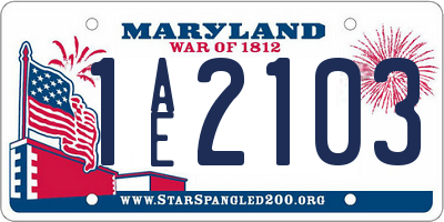 MD license plate 1AE2103