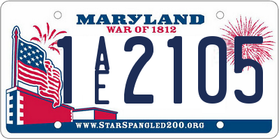 MD license plate 1AE2105