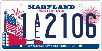 MD license plate 1AE2106