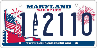 MD license plate 1AE2110