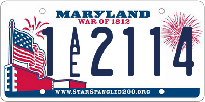 MD license plate 1AE2114