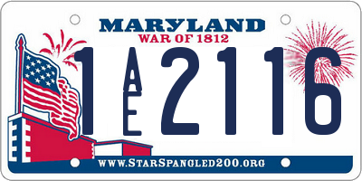 MD license plate 1AE2116