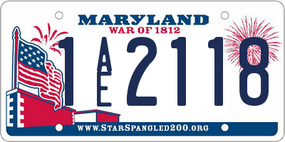 MD license plate 1AE2118