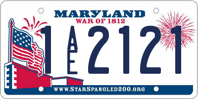 MD license plate 1AE2121