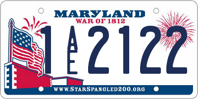 MD license plate 1AE2122