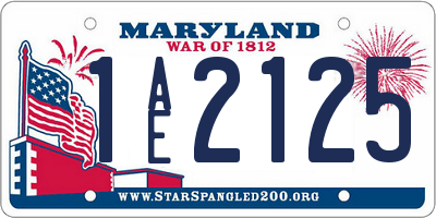 MD license plate 1AE2125