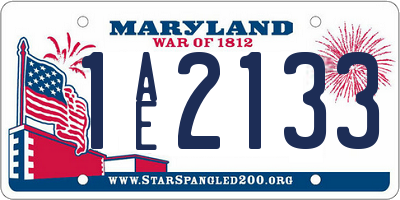 MD license plate 1AE2133