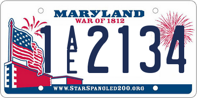 MD license plate 1AE2134
