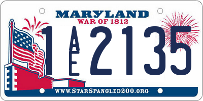 MD license plate 1AE2135
