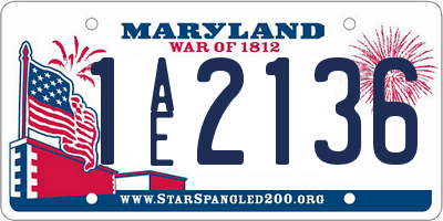 MD license plate 1AE2136