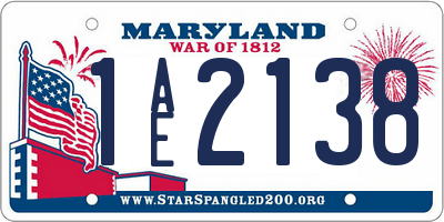 MD license plate 1AE2138