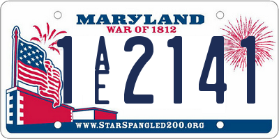 MD license plate 1AE2141