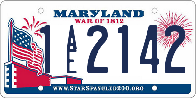 MD license plate 1AE2142