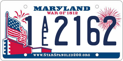 MD license plate 1AE2162