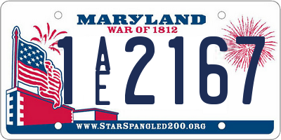 MD license plate 1AE2167