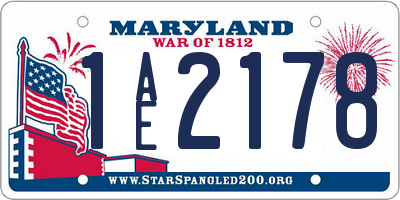 MD license plate 1AE2178