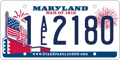MD license plate 1AE2180
