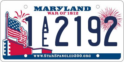 MD license plate 1AE2192
