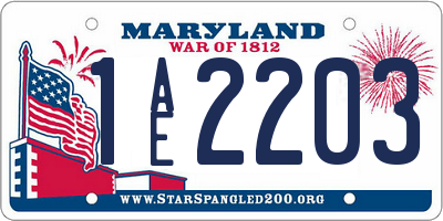 MD license plate 1AE2203