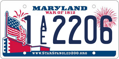 MD license plate 1AE2206