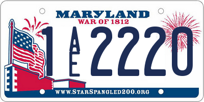MD license plate 1AE2220