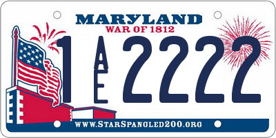 MD license plate 1AE2222