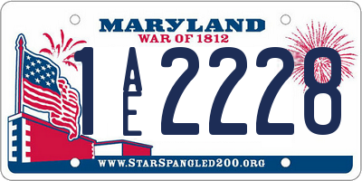 MD license plate 1AE2228